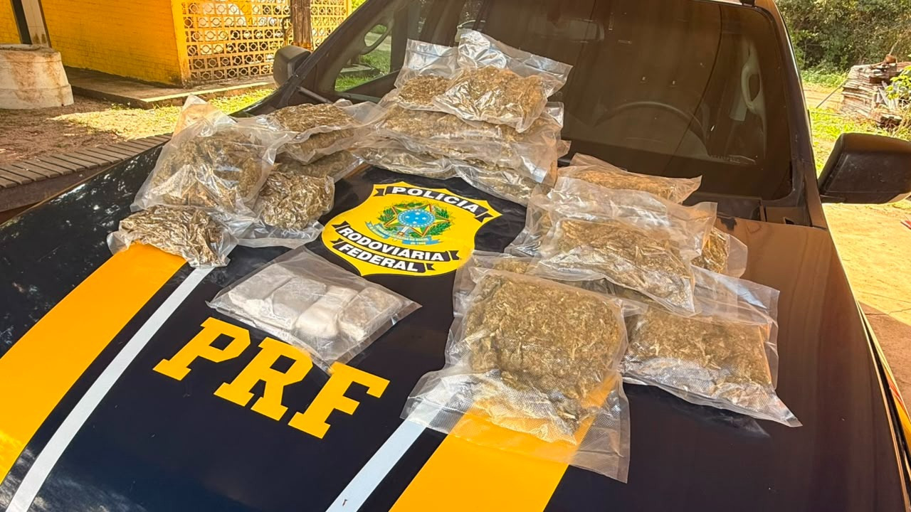 PRF apreende mais de 8kg de drogas na BR-364 em Porto Velho e prende 3 pessoas