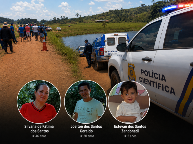 Três da mesma família morrem após carro cair em represa em Alta Floresta D'Oeste